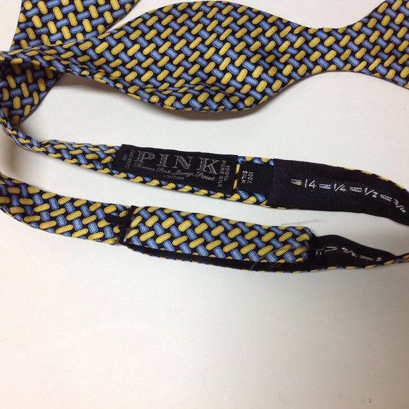 THOMAS PINK Capsule Dots Silk Adjustable Self Bow Tie  2.5" - Picture 5 of 11